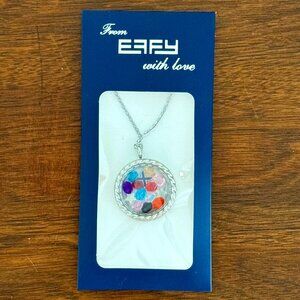 Effy Locket Pendant Sparkly Silver Tone Charm Necklace with 17 Charms New w/Tags